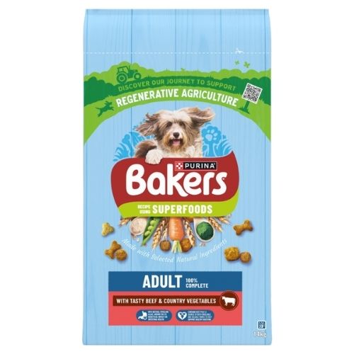 BAKERS ADULT BEEF WITH VEGETABLES DRY DOG FOOD 14KG