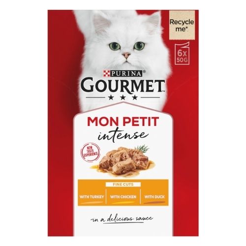 GOURMET MON PETIT FINE CUTS CAT FOOD POUCHES POULY 6PK 50G