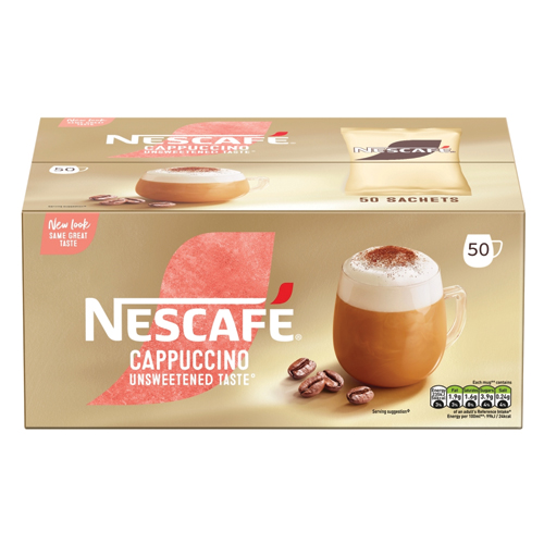 NESCAFE CAPPUCCINO UNSWEETENED TASTE INSTANT COFFEE SACHETS - 50 X 14.2G