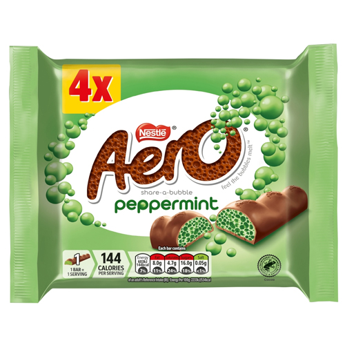 AERO BUBBLE PEPPERMINT BAR 4PK 108G