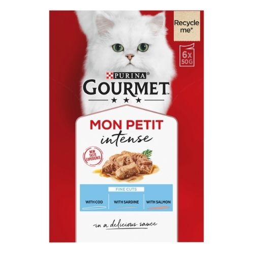 GOURMET MON PETIT FINE CUTS COD, SARDINE & SALMON 6PK 50G