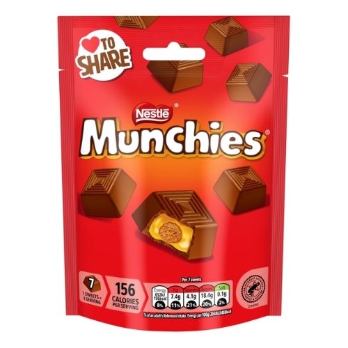 MUNCHIES MILK CHOCOLATE & CARAMEL SHARING BAG 104G