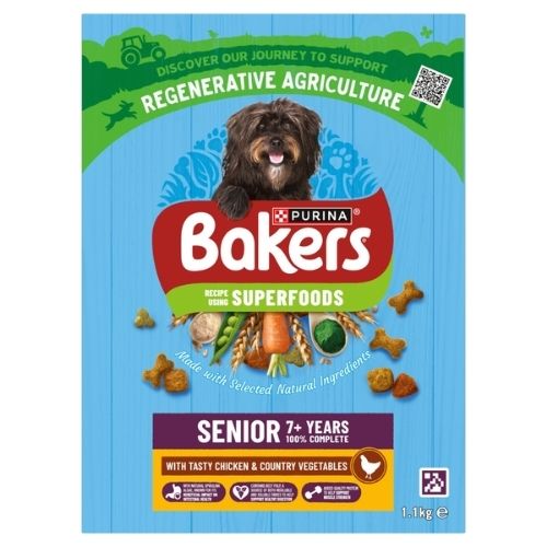 BAKERS SENIOR CHICKEN WITH VEGETABLES DRY DOG FOOD 1.1KG