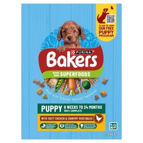 BAKERS PUPPY CHICKEN WITH VEGETABLES DRY DOG FOOD 1.1KG