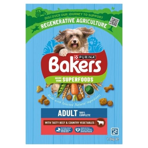 BAKERS ADULT BEEF WITH VEGETABLES DRY DOG FOOD 1.2KG