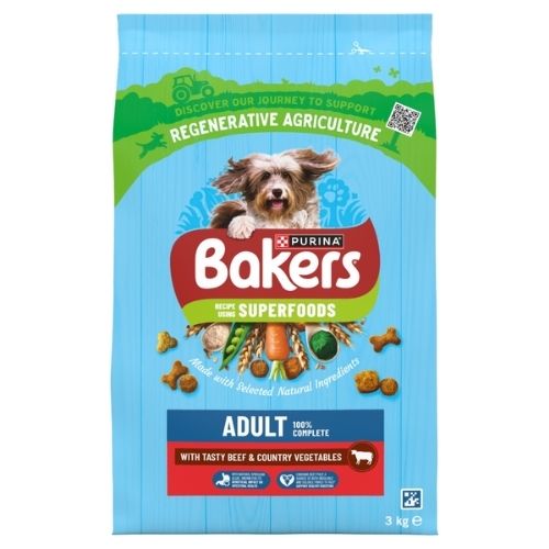 BAKERS ADULT BEEF WITH VEGETABLES DRY DOG FOOD 3KG