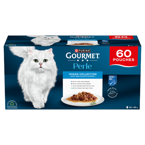 GOURMET PERLE SALMON & SHRIMP MVC IN GRAVY 60X 85G