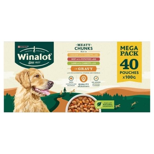 WINALOT ADULT DOG FOOD POUCH MIXED IN GRAVY 40X 100G