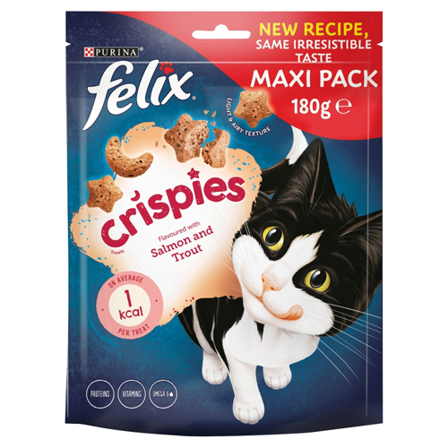 FELIX CRISPIES TREATS FLAVOURED WITH SALMON & TROUT 180G