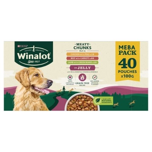 WINALOT ADULT DOG FOOD POUCH MIXED IN JELLY 40X 100G