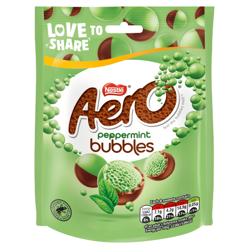 AERO BUBBLES PEPPERMINT MILK CHOCOLATE SHARING BAG 80G