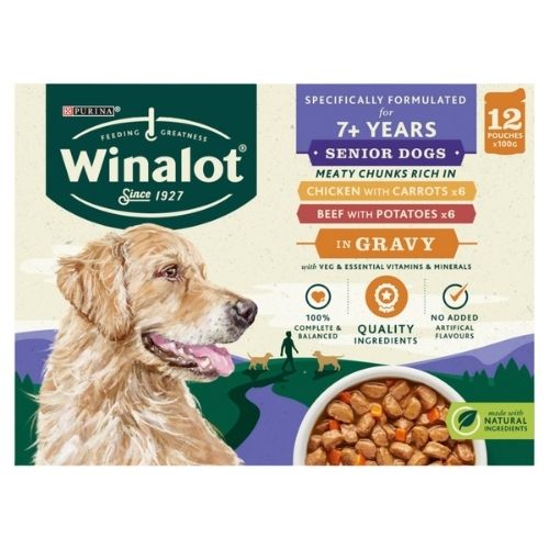 WINALOT SENIOR DOG FOOD POUCHES MIXED IN GRAVY 12PK 100G