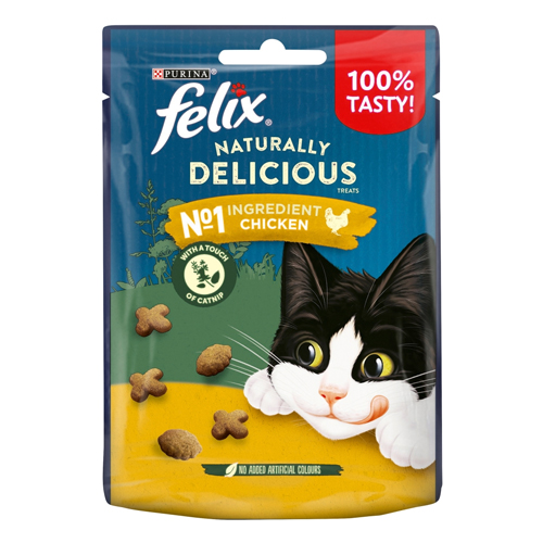 FELIX NATURALLY DELICIOUS CHICKEN AND CATNIP CAT TREATS 50G