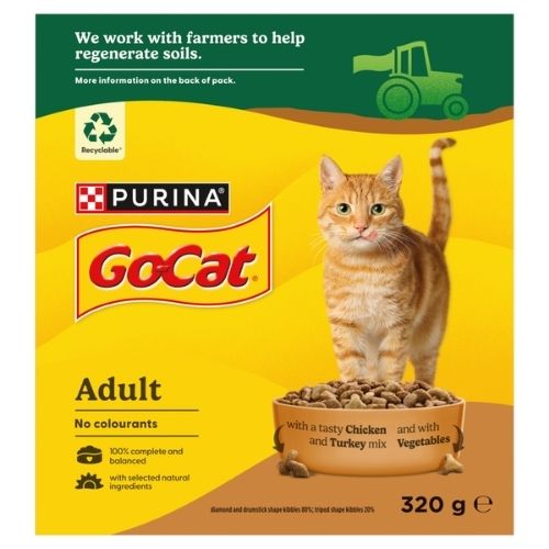 GO-CAT WITH CHICKEN AND TURKEY MIX WITH VEGETABLES DRY CAT FOOD 320G