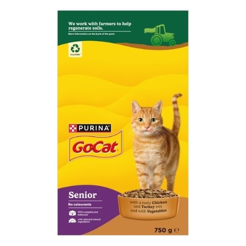 GO-CAT SENIOR WITH CHICKEN AND TURKEY MIX AND VEGETABLES DRY CAT FOOD 750G