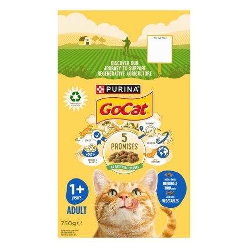 GO-CAT WITH HERRING AND TUNA MIX WITH VEGETABLES DRY CAT FOOD 750G