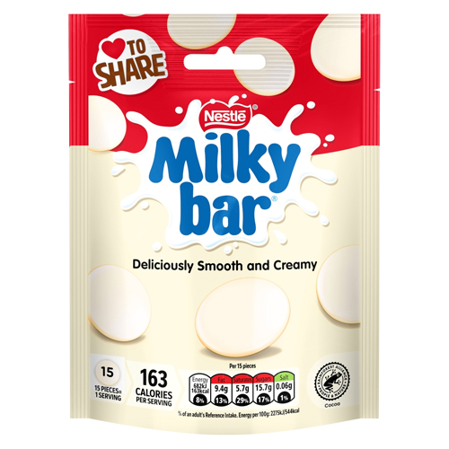 MILKYBAR WHITE CHOCOLATE GIANT BUTTONS SHARING BAG 94G