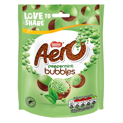 AERO BUBBLES PEPPERMINT MINT CHOCOLATE SHARING BAG 92G