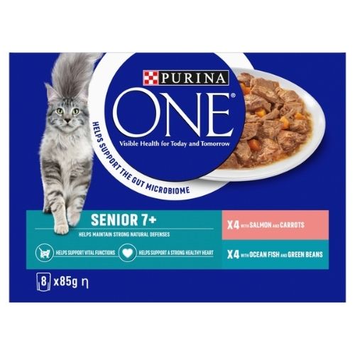 PURINA ONE SENIOR 7+ SALMON AND OCEAN FISH 8PK 85G