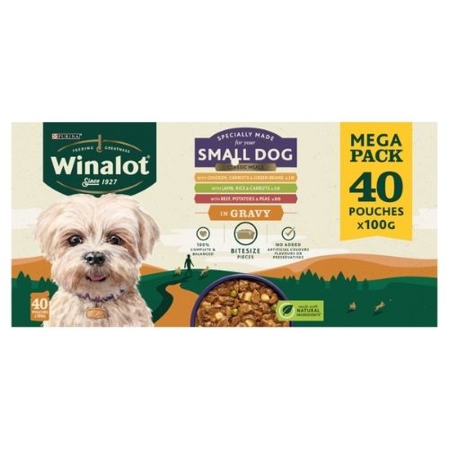 WINALOT SMALL DOG FOOD POUCH MIXED IN GRAVY 40X 100G