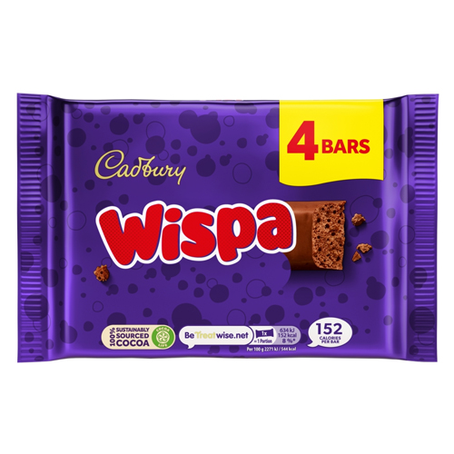 CADBURY WISPA CHOCOLATE BAR 4PK 111.6G