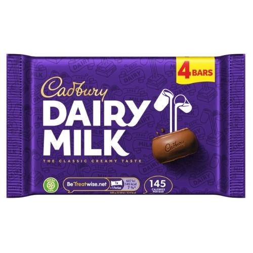 CADBURY DAIRY MILK CHOCOLATE BAR 4PK 108.8G