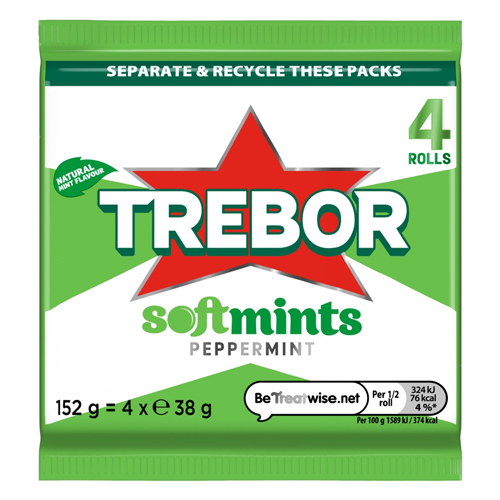 TREBOR SOFTMINTS PEPPERMINT MINTS 4PK 152G