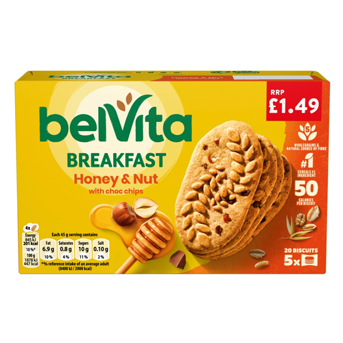 BELVITA HONEY & NUT PMP £1.49 225G