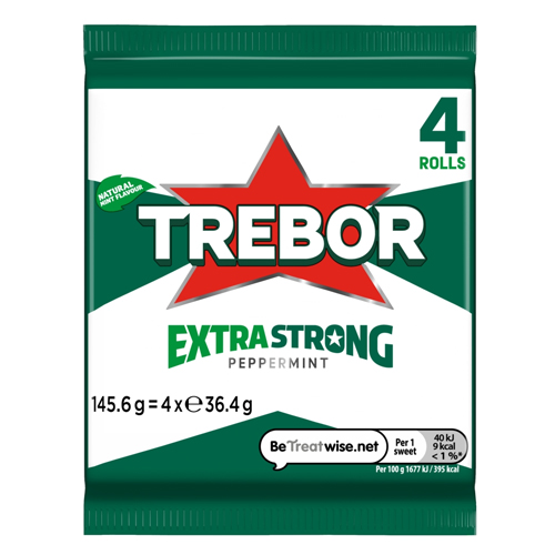 TREBOR EXTRA STRONG PEPPERMINT MINTS 4PK 146G