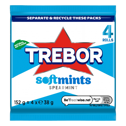 TREBOR SOFTMINTS SPEARMINT MINTS 4PK 152G
