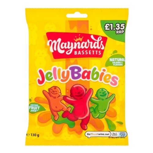 MAYNARDS BASSETTS JELLY BABIES BAG PMP £1.35 130G