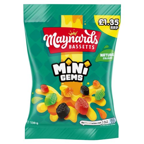 MAYNARDS BASSETTS MINI GEMS BAG PMP £1.35 130G