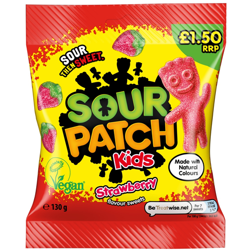 SOUR PATCH KIDS STRAWBERRY SWEETS PMP £1.50 130G