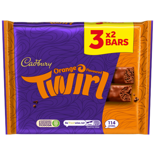 CADBURY TWIRL CHOCOLATE ORANGE BAR 6PK 129G