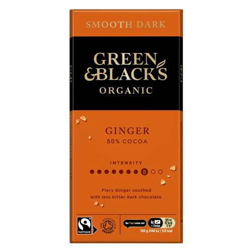 GREEN & BLACK'S ORGANIC GINGER DARK CHOCOLATE BLOCK 90G
