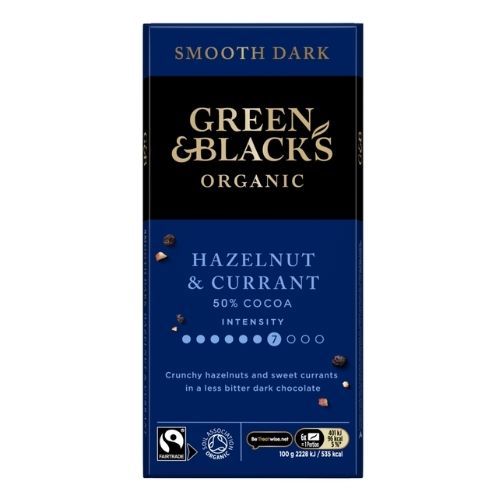 GREEN & BLACK'S ORGANIC HAZELNUT AND CURRANT BLOCK 90G