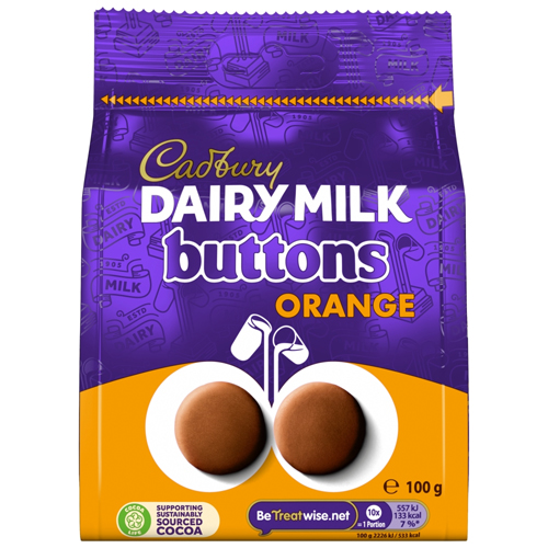 CADBURY DAIRY MILK ORANGE GIANT BUTTONS POUCH 100G