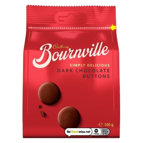CADBURY BOURNVILLE GIANT BUTTONS DARK CHOCOLATE BAG 100G