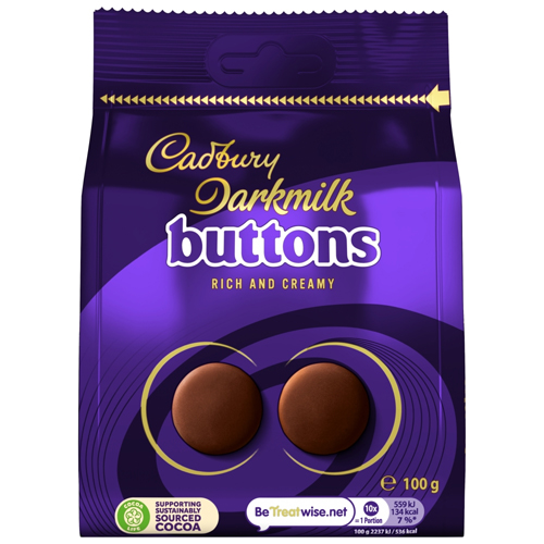 CADBURY DARKMILK GIANT BUTTONS CHOCOLATE BAG 100G