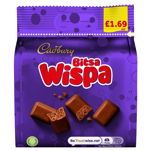 CADBURY BITSA WISPA CHOCOLATE BAG PMP £1.69 85G