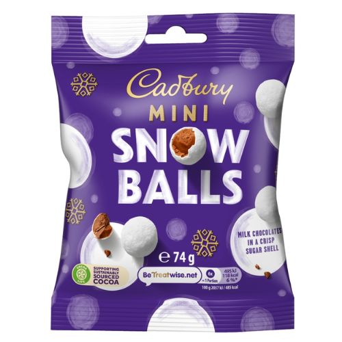 CADBURY MINI SNOWBALLS 74G-XMAS