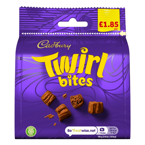 CADBURY TWIRL BITES CHOCOLATE BAG PMP £1.85 85G