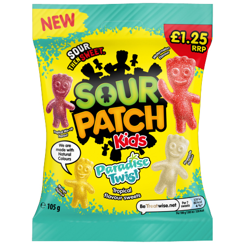 SOUR PATCH KIDS PARADISE TWIST TROPICAL POUCH PMP £1.25 105G