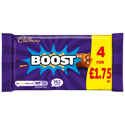CADBURY BOOST CHOCOLATE BAR PMP £1.75 4PK 126G