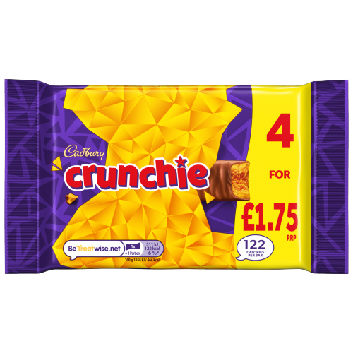 CADBURY CRUNCHIE CHOCOLATE BAR PMP £1.75 4PK 104.4G