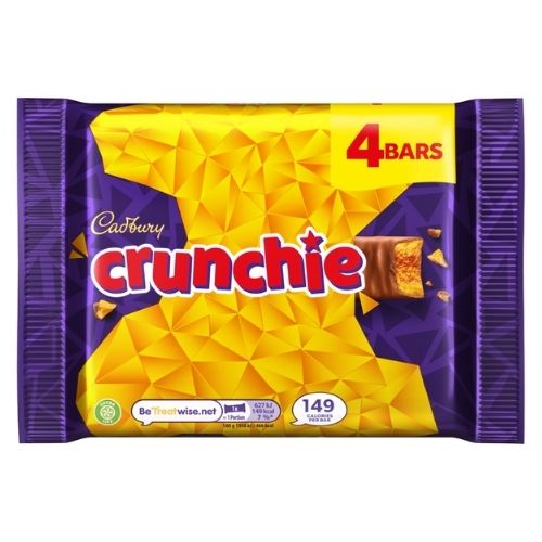 CADBURY CRUNCHIE CHOCOLATE BAR 4PK 128G