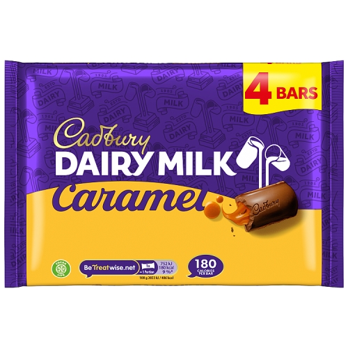 CADBURY DAIRY MILK CARAMEL CHOCOLATE BAR 4PK 148G