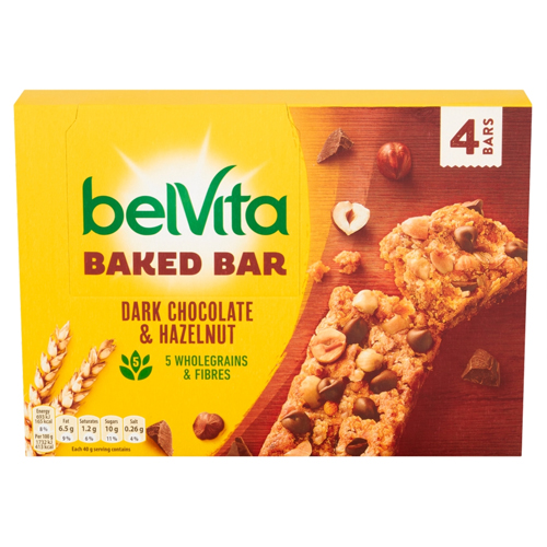 BELVITA BREAKFAST DARK CHOCOLATE & HAZELNUT BAKED BAR 4PK 160G