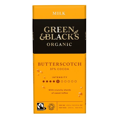 GREEN & BLACK'S ORGANIC BUTTERSCOTCH MILK CHOCOLATE BLOCK 90G