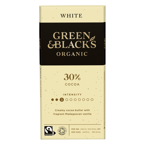 GREEN & BLACK'S ORGANIC WHITE CHOCOLATE BLOCK 90G